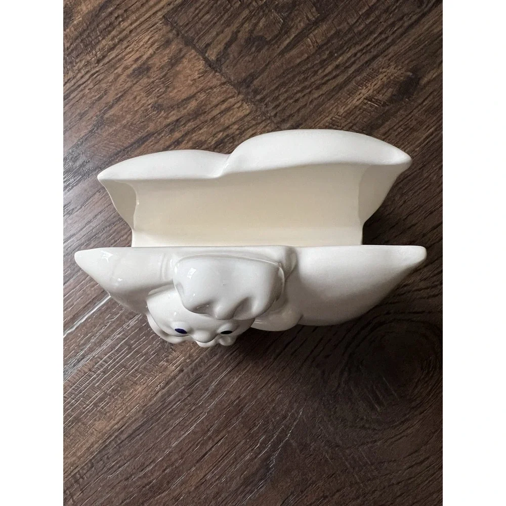 Vintage 1988 Pillsbury Doughboy Napkin Holder White‎ Flour Sack Kitchen Ceramic